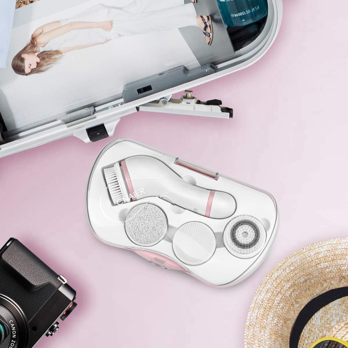 جهاز تنظيف وتقشير الوجه ب4 رؤوس مختلفة قابلة للتبديل بيو إس بي للشحن - الصورة 7