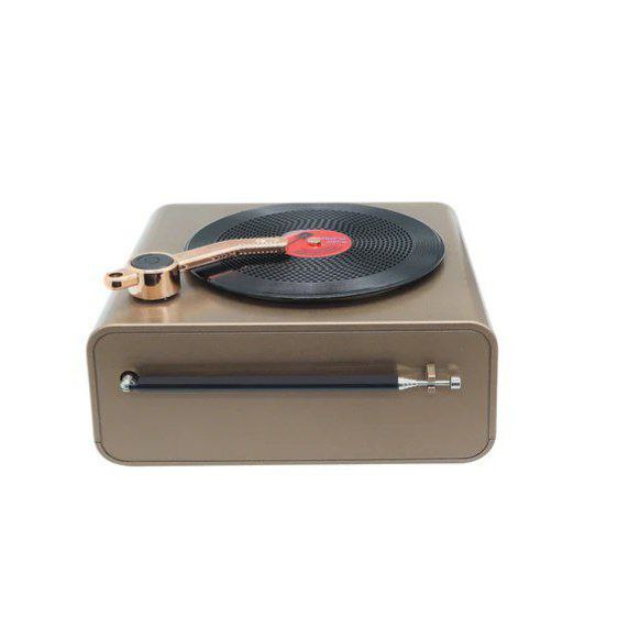 راديو بتصميم جرامافون كلاسيكي قابل للشحن بيو إس بي - الصورة 4