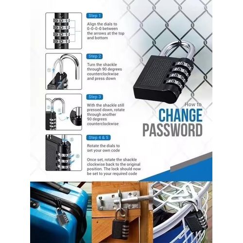 قفل أمان برقم سري من 4 أرقام للمنازل وشنط السفر والمكاتب - الصورة 4