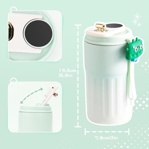 مج حراري استانليس ستيل 460 ملي بشاشة تاتش لعرض درجة الحرارة وغطاء محكم الغلق للخروج والرحلات - الصورة 7