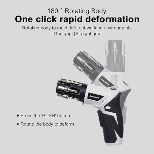 طقم مفك كهربائي لاسلكي 25 قطعة بتصميم مقبض قابل للدوران 180 درجة _ بيو اس بي للشحن - الصورة 8