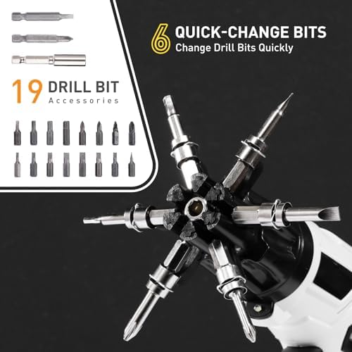 طقم مفك كهربائي لاسلكي 25 قطعة بتصميم مقبض قابل للدوران 180 درجة _ بيو اس بي للشحن - الصورة 9