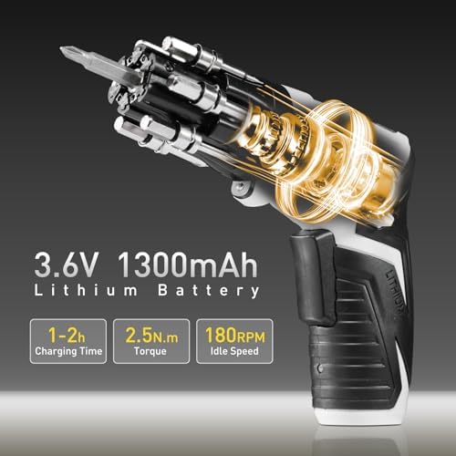 طقم مفك كهربائي لاسلكي 25 قطعة بتصميم مقبض قابل للدوران 180 درجة _ بيو اس بي للشحن - الصورة 10