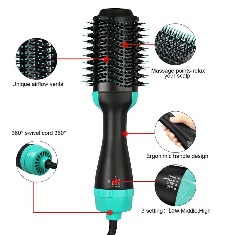 فرشة شعر كهربائية لفرد وتجفيف وتصفيف الشعر 2500 واط