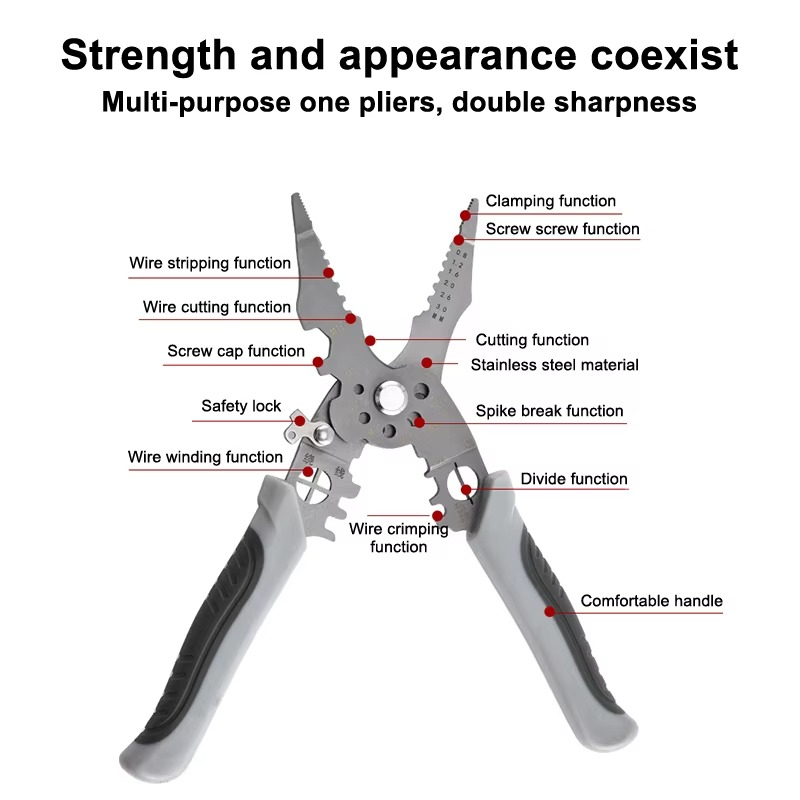 كماشة 4 في 1 لتقطيع وتجعيد وربط الأسلاك والكابلات - الصورة 8
