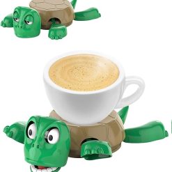 كوستر على شكل سلحفاة ثلاثية الأبعاد بتعبير مضحك عند وضع الكوب