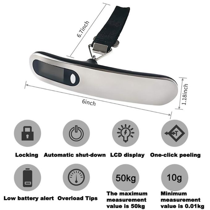 ميزان ديجيتال محمول لوزن شنط السفر بشاشة رقمية سهلة القراءة و بخاصية عرض درجة الحراره - الصورة 6