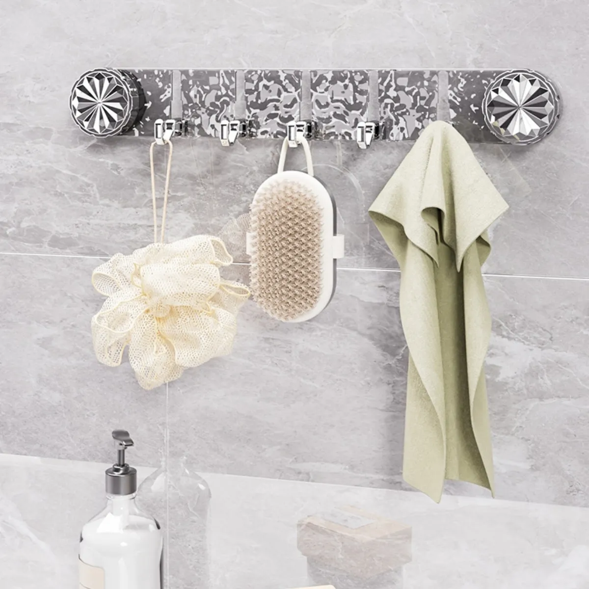 شماعة حوائط أكريليك شفاف ب 5 هوك لتعليق الملابس والحقائب - الصورة 7