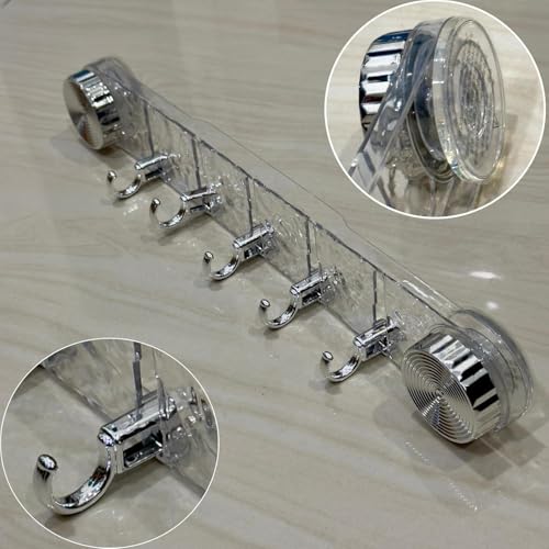 شماعة حوائط أكريليك شفاف ب 5 هوك لتعليق الملابس والحقائب - الصورة 3