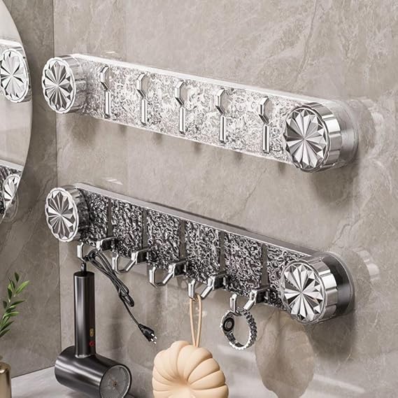 شماعة حوائط أكريليك شفاف ب 5 هوك لتعليق الملابس والحقائب