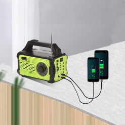 كشاف طوارئ يعمل بالطاقة الشمسية 4 *1مع راديو وباور بانك ومشغل بلوتوث