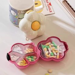 منظم لحبوب وكبسولات الدواء والفيتامينات بتصميم وردة 5 خانات للسفر والخروج