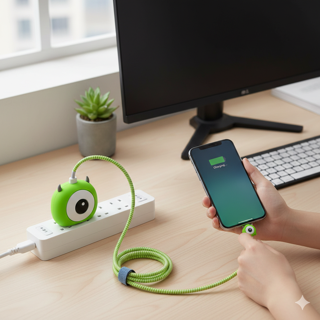 كفر حماية لشاحن وكابل الآيفون بتصميم كورتي البعبع _ قطعتين - الصورة 3