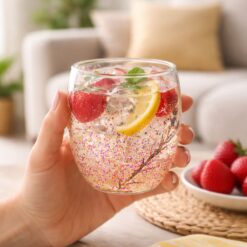 Alternative view of كوباية زجاج دابل مزينة بجليتر متحرك من الداخل