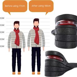 نعل داخلي لزيادة الطول ب 3 طبقات قابلة للتعديل مزود بوسادة هوائية للكعب