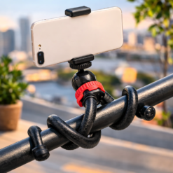 Alternative view of ترايبود بحامل ثلاثي مرن بتصميم اخطبوطي برأس كروية تدور 360 درجة مع مايك وإضاءة للتصوير