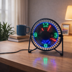 Alternative view of مروحة ليد مكتب بساعة رقمية تدور 360 درجة تعمل بالشحن