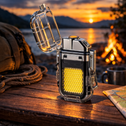 Alternative view of ولاعة كهربائية مقاومة للماء بكشاف ب 3 درجات إضاءة مختلفة لرحلات البحر والتخييم قابلة لإعادة الشحن