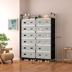 Alternative view of جزامة 3 أدوار مزدوجة بقوائم معدنية و6 أرفف بغطاء للحفاظ على الأحذية من الأتربة