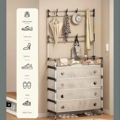 Alternative view of جزامة بـ 4 أرفف بغضاء لحفظ الاحذاية من الاتربة وستاند مزود ب 8 هوكات لتعليق الشنط والكابات