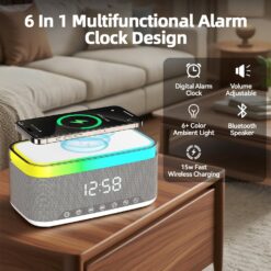 Alternative view of سبيكر بلوتوث  6 * 1 مع شاحن لاسلكي وساعة ومنبه وراديو بإضاءة ليد 7 ألوان مختلفة