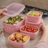 طقم علب تلاجة 4 قطع بأحجام مختلفة لحفظ وتنظيم الطعام بغطاء بإطار سيليكون محكم العلق