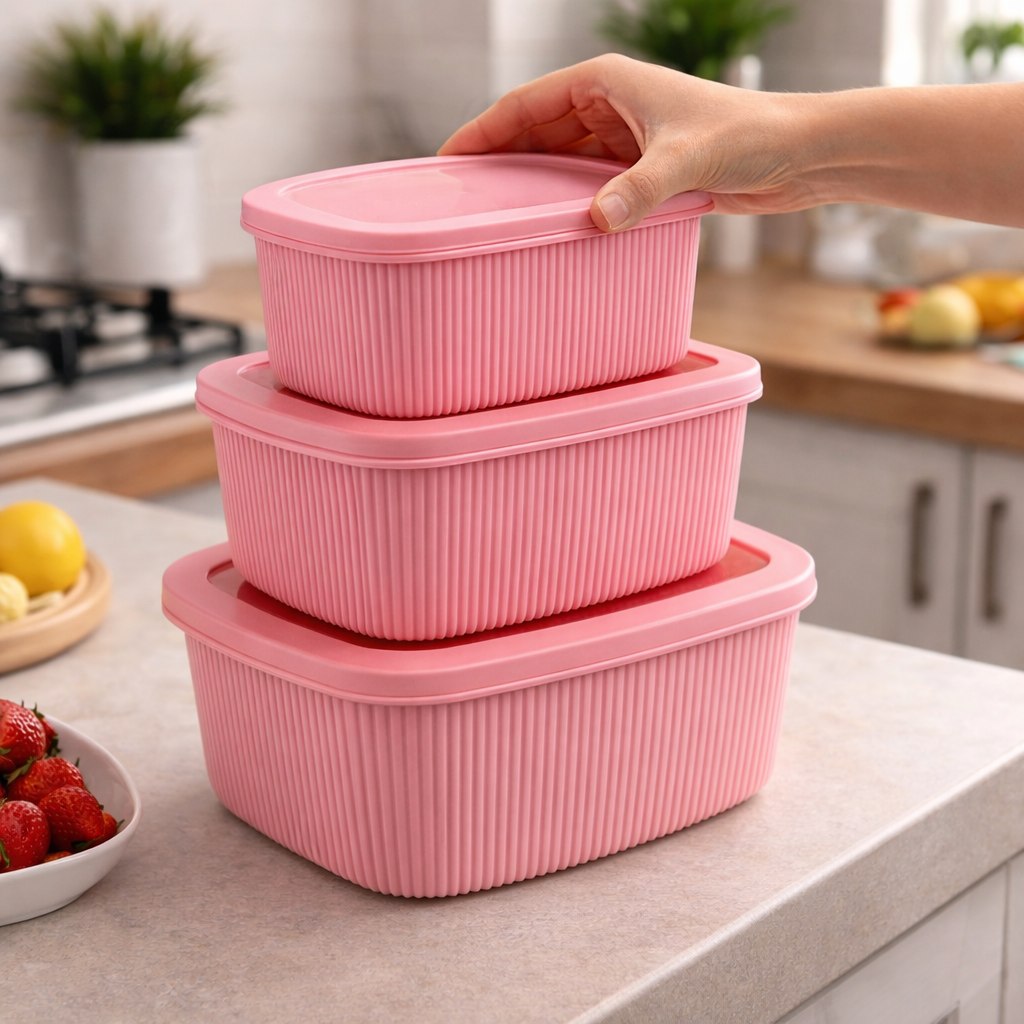 طقم علب تلاجة 4 قطع بأحجام مختلفة لحفظ وتنظيم الطعام بغطاء بإطار سيليكون محكم العلق - الصورة 2