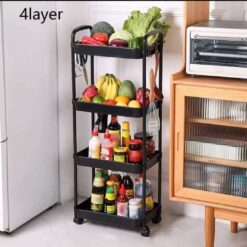 Alternative view of عربة تخزين ومنظم 4 أدوار بعجلات لسهولة الحركة لتنظيم أدوات المطبخ والحمام