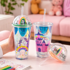 Alternative view of مج اكليريك 400 مللي بشاليموه مناسب للمشروبات المثلجة مزين باشكال كرتونية