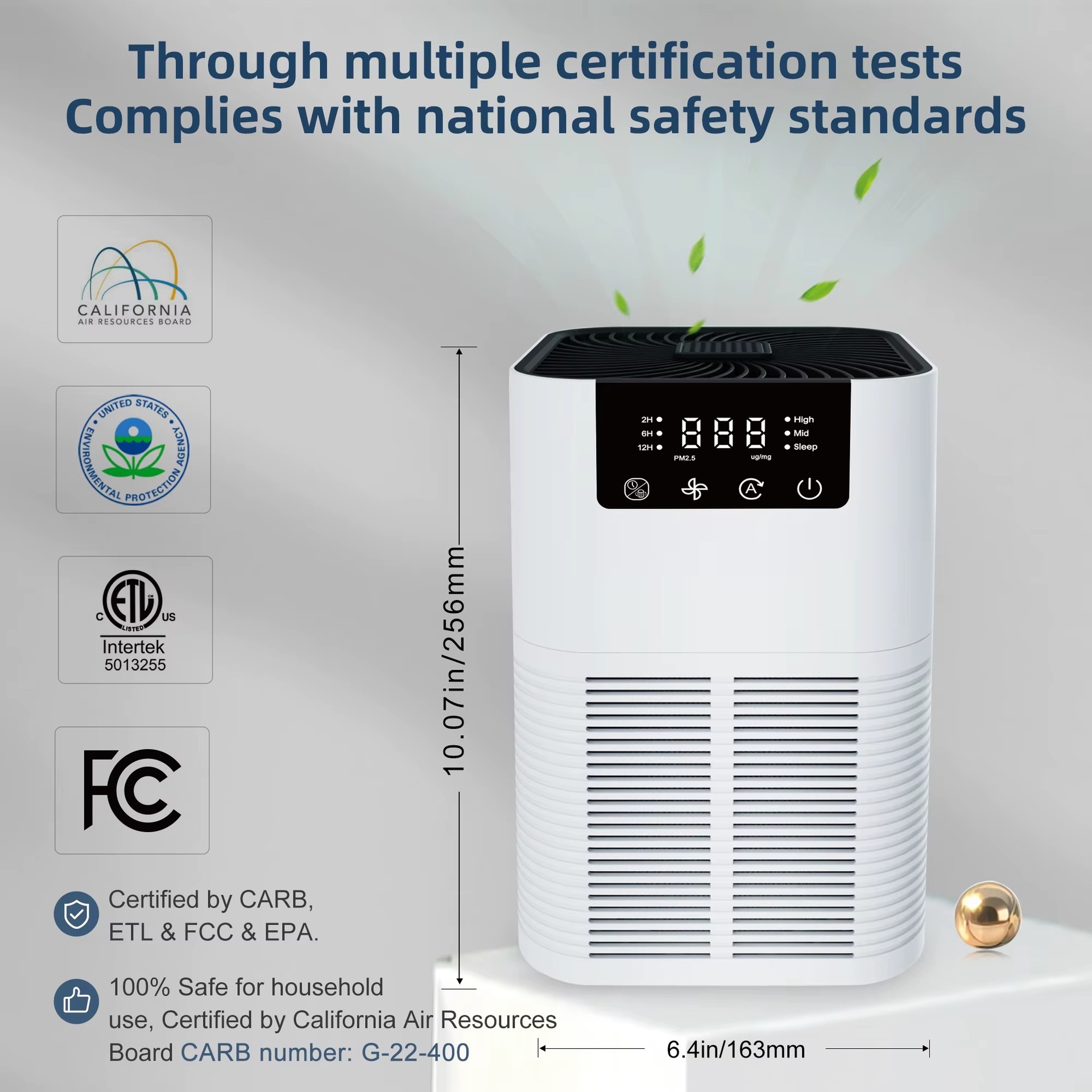 منقي هواء ومرطب بشاشة ليد تاتش ب 3 سرعات لتنقية هواء المنزل والمكتب - الصورة 4